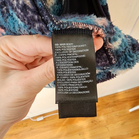 Northface Campshire Cozy Blue Peach Cream Abstract Floral Zip Fleece Jacket Med - Picture 5 of 9